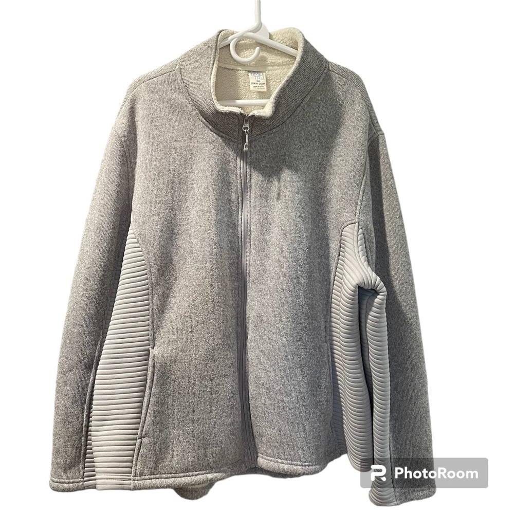 Time and Tru Women’s Full Zip Sweatshirt Grey Fleece Lined Gently Worn Polyester